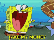 Take my money SpongeBob meme GIF for developers paying for too many AI coding tools