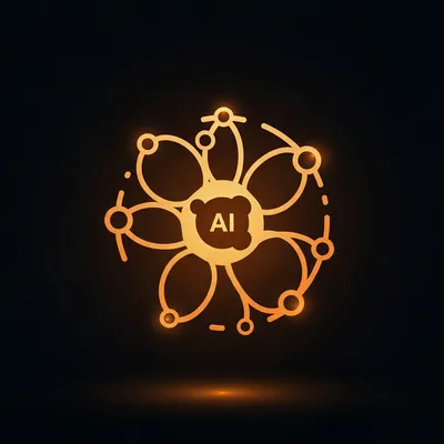 Abstract AI assistant icon in warm amber tones
