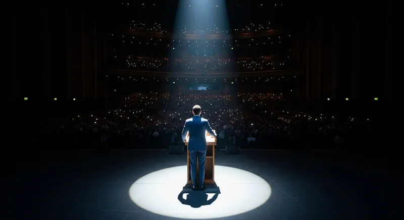 Human executive at podium — the parts AI cannot replace